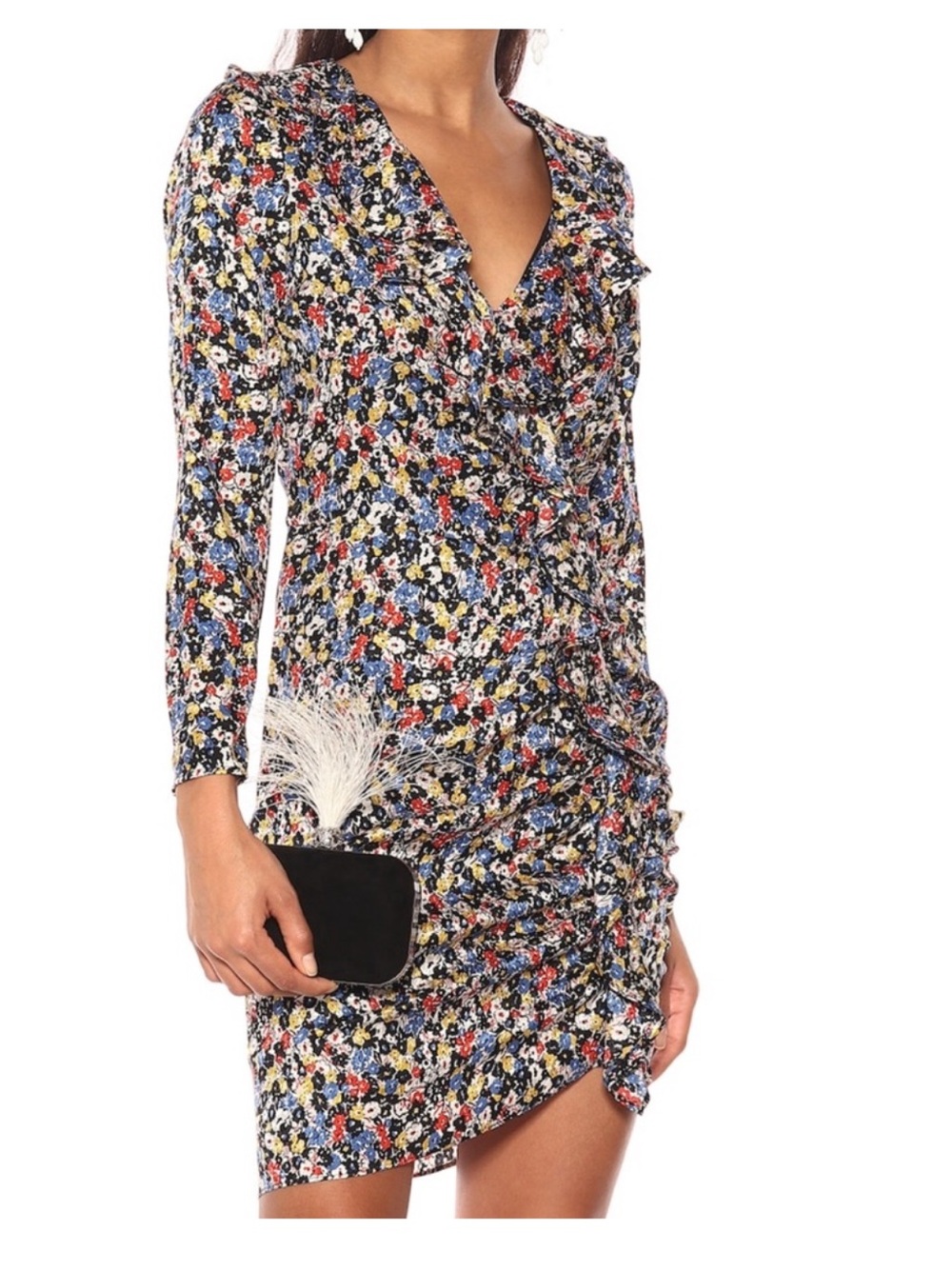 Veronica Beard Multicolor Floral Ruched Wrap Dress